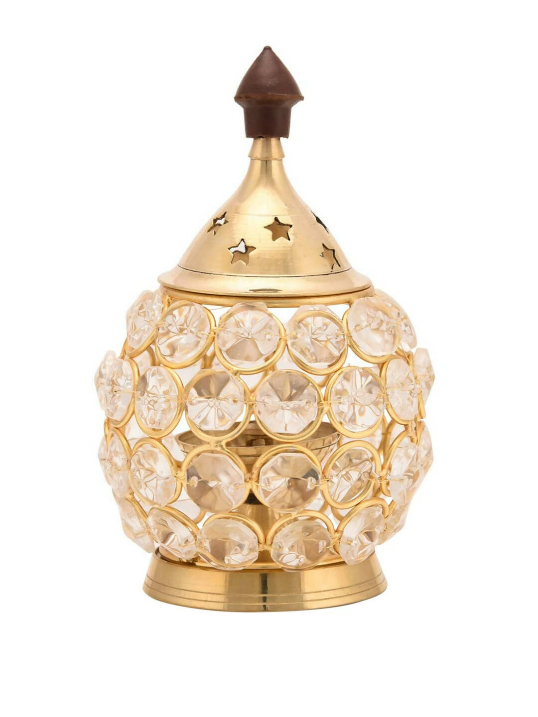 Craftvatika Gold Toned Brass Decorative Akhand Diya Oil Lamp | Swadesiicart
