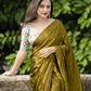 Mehndi Silk Blend Ethnic Motifs Saree with Unstitched Blouse - Hiral Fashion | Swadesiicart