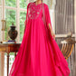 Janasya Pink Georgette Embroidered Dress & Cape | Swadesiicart