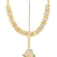 Gold-Polished White Green Kundan-Studded Pearl Beaded Matha Patti - Ruby Raang | Swadesiicart