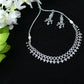 Mominos Fashion Johar Kamal Silver-Plated American Diamond Silver Blue Choker Set | Swadesiicart