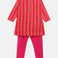 Ahalyaa Red Chanderi Khari Print Kids Kurta Churidar Set For Boys | Swadesiicart