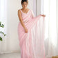 Attractive Looking Georgette Thread, Sequance Embroidery Work Party Wear Saree - Pink