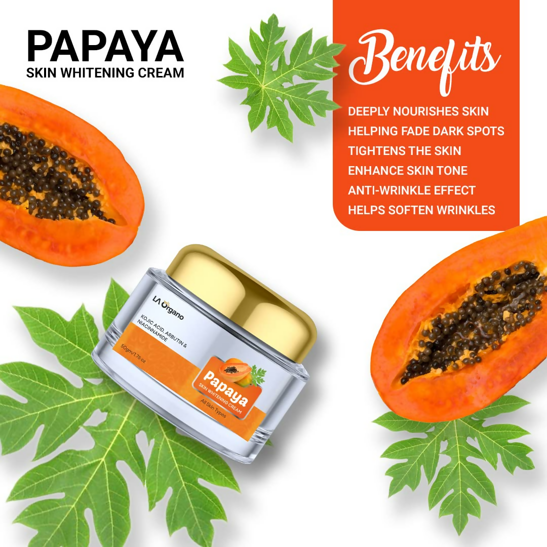 LA Organo Aloe Vera Gel for Face & Hair Moisturization and Papaya Skin Whitening Cream Combo | Swadesiicart