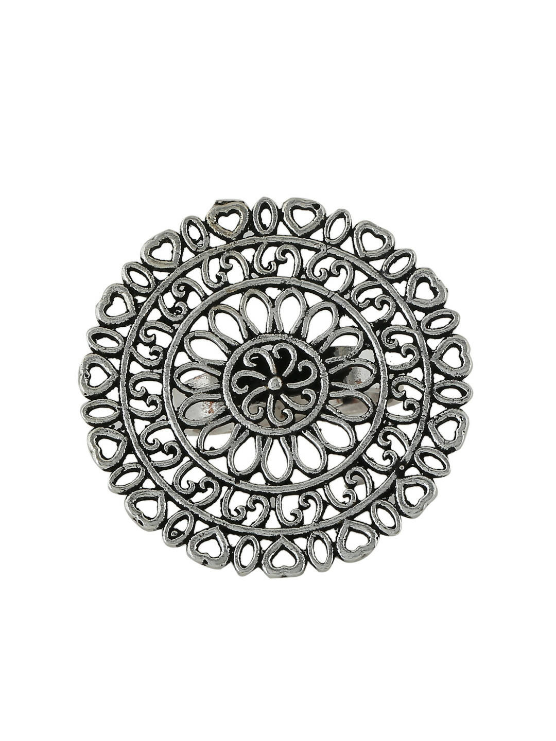 NVR Women Oxidised Silver-Plated Adjustable Finger Ring | Swadesiicart