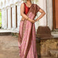 Joban Fashion Nude Pink Crepe Chiffon Pure Handloom Banarasi Silk Saree | Swadesiicart