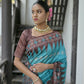 Vishnu Weaves Women's Firozi Soft Tussar Silk Saree with Blouse - Swadesiicart