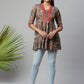 Ahalyaa Women Brown Cotton Digital Printed Tunic | Swadesiicart