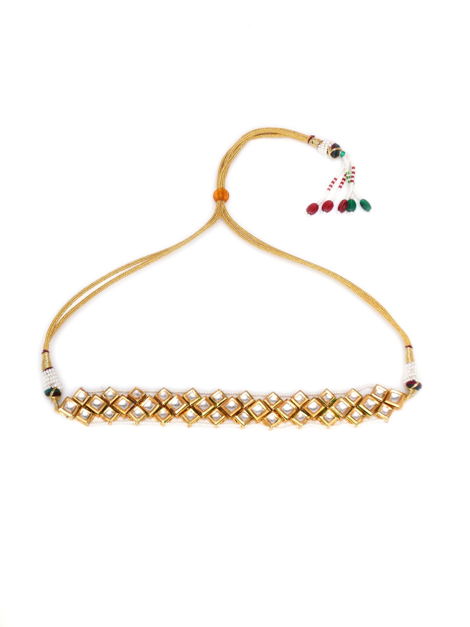 Kundan & Pearl Neckpiece (Gold) - Ruby Raang | Swadesiicart
