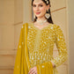 Anaita Yellow Embroidered Faux Georgette Anarkali Suit