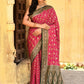Joban Fashion Pink Crepe Chiffon Pure Handloom Banarasi Silk Saree | Swadesiicart