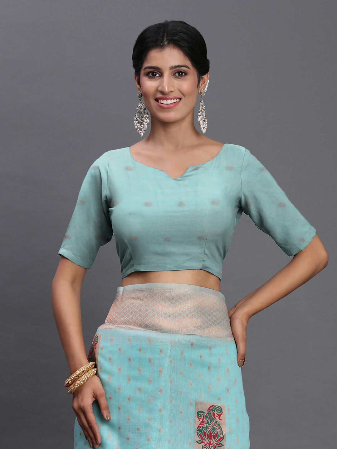 Shree Shyam Fashion Linen Cotton Sky Blue Saree