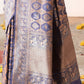 Joban Fashion Lavender Pure Katan Pure Handloom Banarasi Silk Saree | Swadesiicart