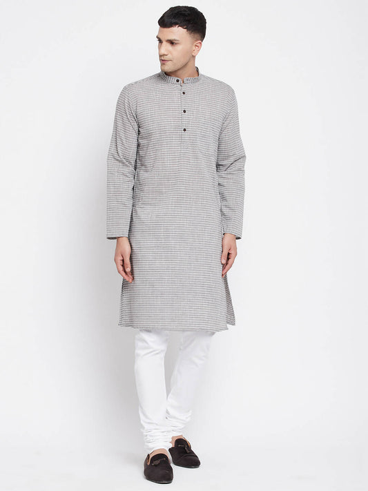 Even Apparels White Pure Cotton Men's Long Kurta With Band Collar | Swadesiicart