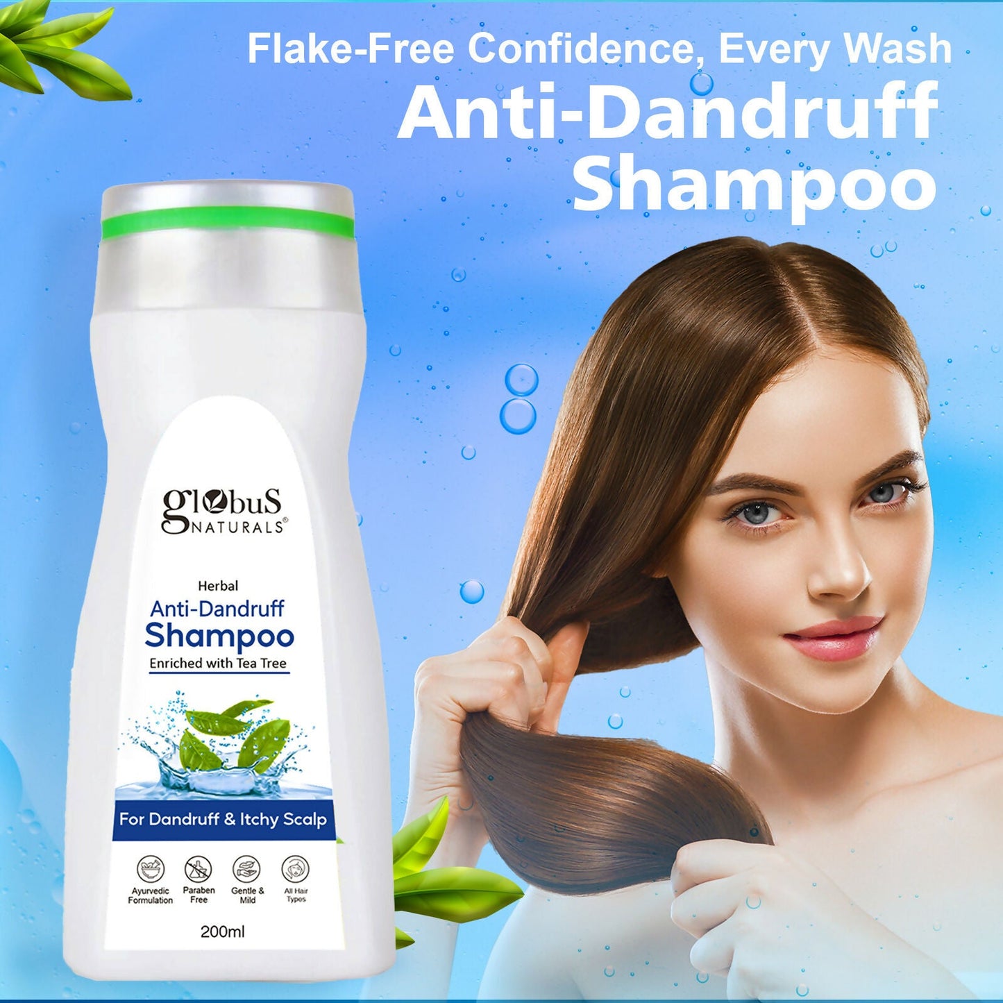 Globus Naturals Anti Dandruff Shampoo, For Dandruff and Itchy Scalp, Suitable For All Hair Types | Swadesiicart