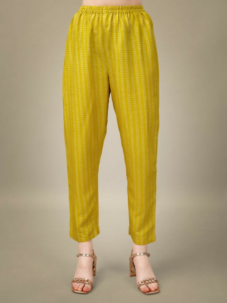 Jyoti Fashion Women's Yellow Rayon Embroidery & Sequence work Kurta with Trouser & Dupatta | Swadesiicart