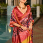 Vishnu Weaves Women's Royal Banarasi Silk Patola Printed Saree with Blouse - Swadesiicart