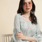 Light Blue Poly Cotton Yoke Embroidered A-line Top - Tarini - Swadesiicart