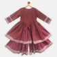 Ahalyaa Maroon Pure Cotton Digital Printed Kids Kurta Sharara Set For Girls | Swadesiicart