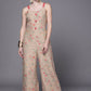 Ahalyaa Women Tan Printed Basic Jumpsuit - Swadesiicart