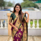 PR Fashion Wine Soft Banarasi Silk With Zari Weaving Meenakari Design Saree | Swadesiicart