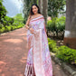 Vamsee Bhavi Brown Tussar Dola Satin Silk Saree - Swadesiicart