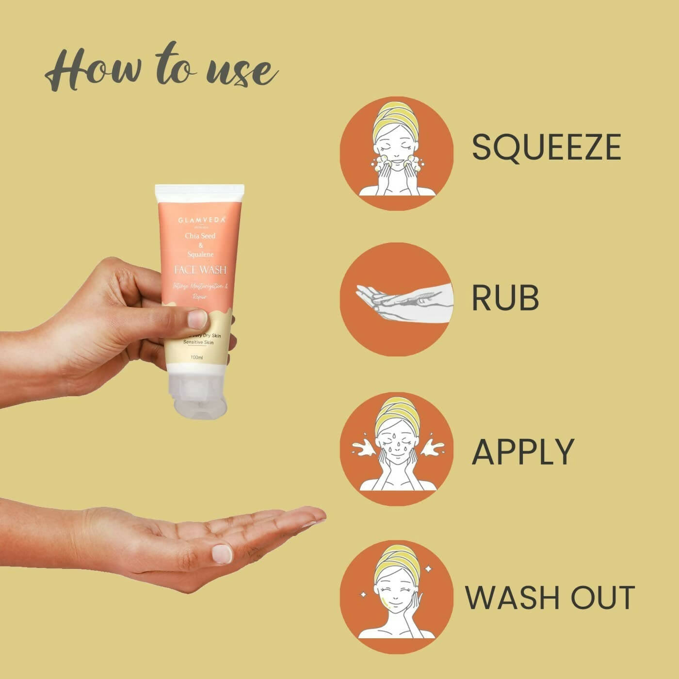 Glamveda Chia Seeds & Squalene Nourishing Face Wash - Swadesiicart