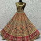 Jyoti Fashion Women's Pista Green Velvet Golden Gotta, Multi Thread Embroidered with Diamond Work Wedding Lehenga Choli | Swadesiicart