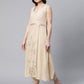 Ahalyaa Women Beige Pure Cotton Printed Floral Kurta With Trousers | Swadesiicart