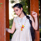 Aayaa Designer Multi Thread Hand Work Khadi Cotton One Piece Dress - Off White