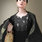 Jyoti Fashion Women's Black Cotton Blend Embroidery & Fancy Lace work Kurta with Trouser & Dupatta | Swadesiicart