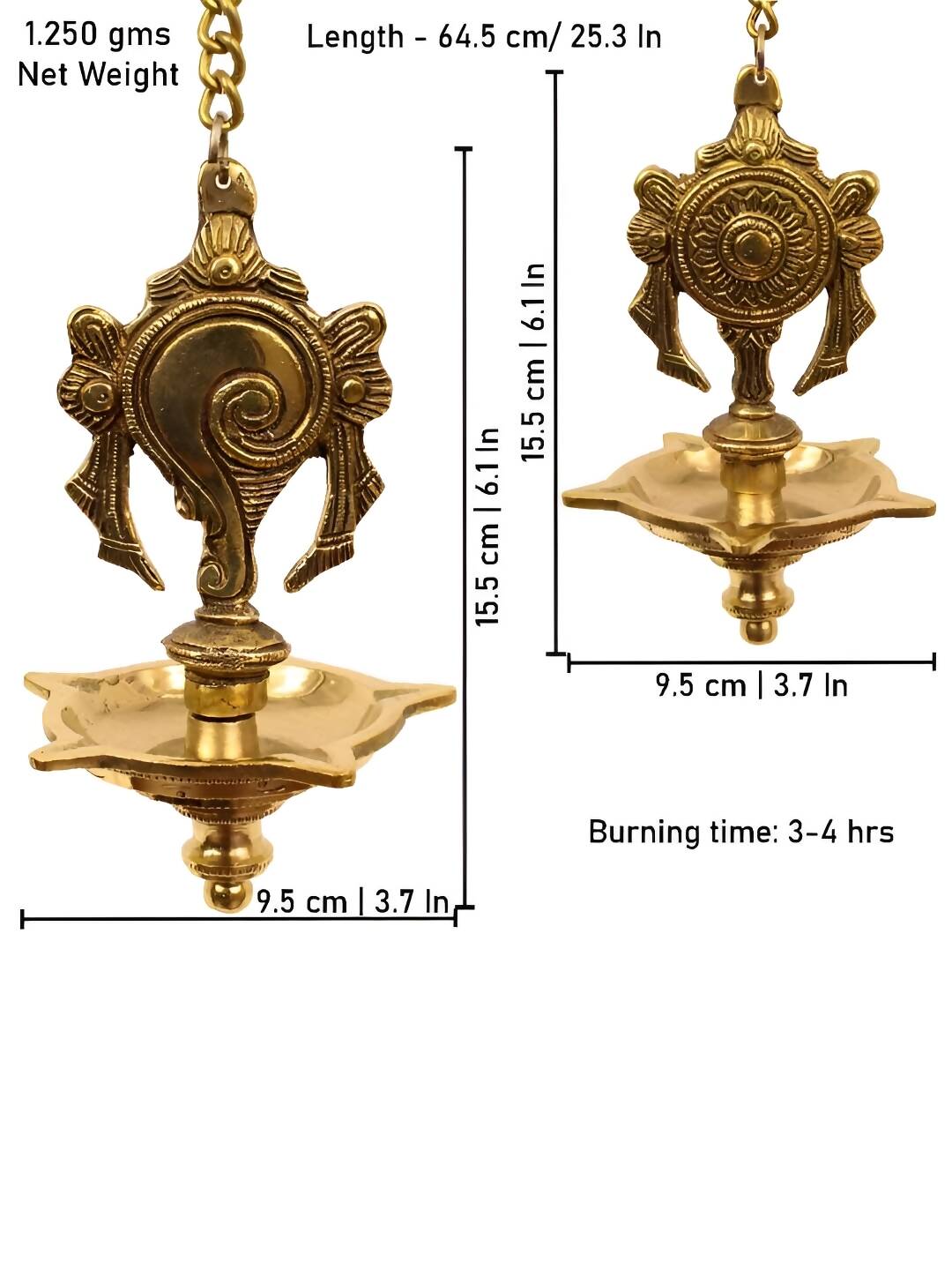 Spillbox Gold-Toned 2 Pieces Brass Shangu Chakra Diyas Wall Hanging Pooja Essentials | Swadesiicart
