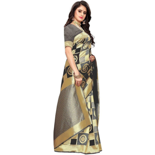 Vamika Banarasi Jaquard Grey Weaving Saree (Banarasi 24) | Swadesiicart