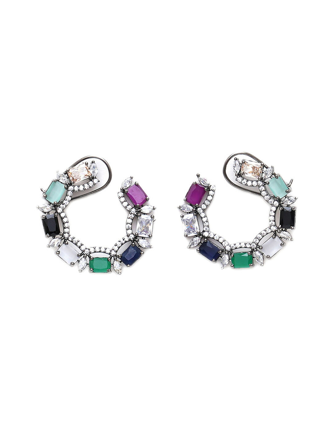 Multi Silver Stud Earrings- Ruby Raang | Swadesiicart