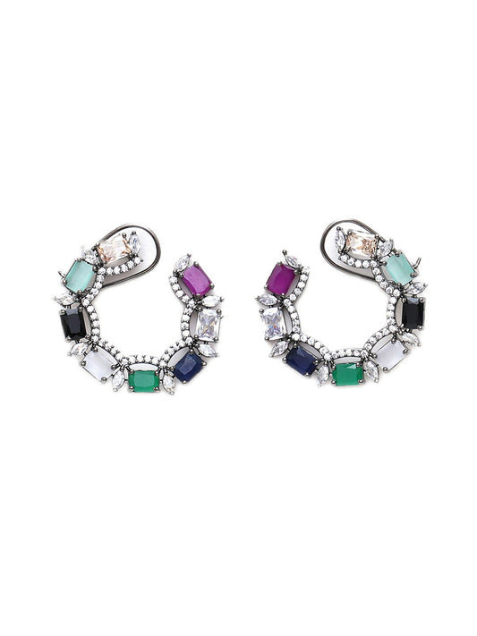 Multi Silver Stud Earrings- Ruby Raang | Swadesiicart