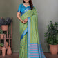 Joban Fashion Parrot Green Plain Banarasi Silk Sarees | Swadesiicart