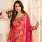 Anaita Red Chinon Stitched Suit with Multi Digital Print