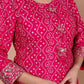 Miravan Women's Embroidered Pink Bandhani Pakistani Straight Kurti - Swadesiicart
