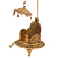 CraftVatika Gold-Polished Ladoo Gopal Singhasan/Pooja Chowki Showpiece | Swadesiicart