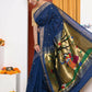 Very Much Indian Handloom Pure Cotton Paithani Saree- Royal Blue | Swadesiicart