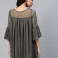 Ahalyaa Women Grey Chiffon Silver Glitter Printed Tunic | Swadesiicart
