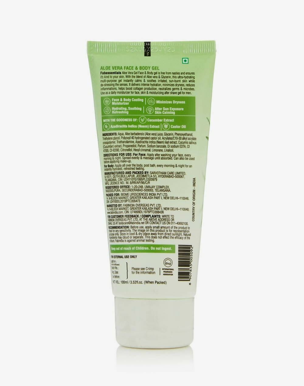 Fabessentials Aloe Vera Face & Body Gel - Swadesiicart