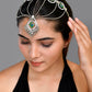 VOJ Silver Plated Peacock Printed Hairband With Mang Tikka | Swadesiicart