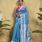 Exclusive Collection Beautiful Light Blue Jaal Jamdani Saree - Swadesiicart