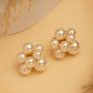 NVR Women's Rose Gold Pearl Rose Gold-Polished Circular Studs Earring | Swadesiicart