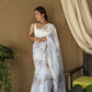 Vamsee White Border White Organza Saree - Swadesiicart