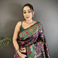 Joban Fashion Wine Banarasi Soft Silk Woven Saree | Swadesiicart