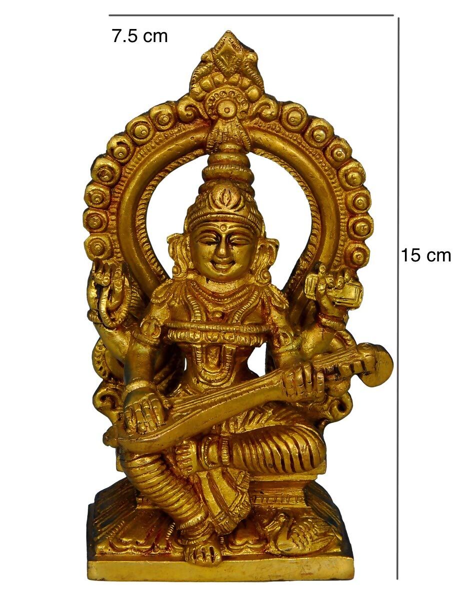 Raj Bharatahm Brass Goddess Saraswati Statue - Swadesiicart