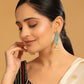 Nuyug 22K Gold Plated Pearl & Turquoise Stone Studded Contemporary Shaped Jhumkas | Swadesiicart