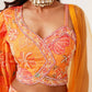 Orange Digital Chinon Handwork Top with Palazzo & Dupatta - Naomika - Swadesiicart
